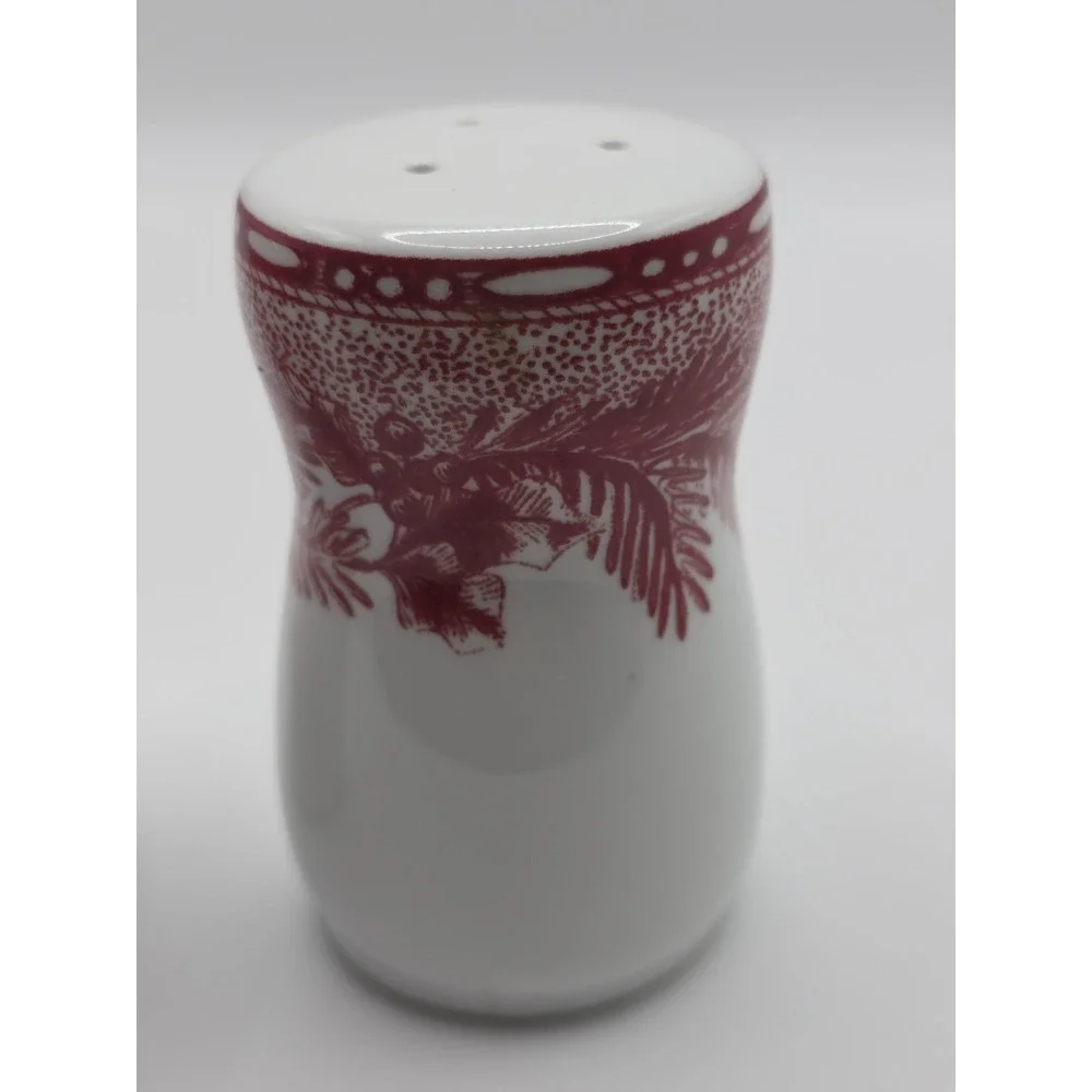 Vintage Ceramic Salt and Pepper Shakers, white red with wheat motif